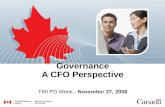 Governance A CFO Perspective FMI PD Week - November 27, 2008.