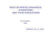 TESTS OF PARTIAL DYNAMICAL SYMMETRIES AND THEIR IMPLICATIONS R. F. Casten Yale SDANCA, Oct. 9, 2015.