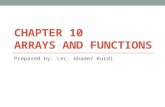 CHAPTER 10 ARRAYS AND FUNCTIONS Prepared by: Lec. Ghader Kurdi.