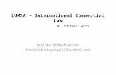 LUMSA – International Commercial Law 16 October 2015 Prof. Avv. Roberto Pirozzi Email: robertopirozzi13@hotmail.com.
