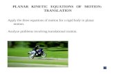 Apply the three equations of motion for a rigid body in planar motion. Analyze problems involving translational motion. PLANAR KINETIC EQUATIONS OF MOTION: