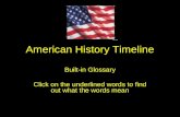 American History Timeline Built-in Glossary Click on the underlined words to find out what the words mean.