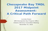 Chesapeake Bay TMDL 2017 Midpoint Assessment: A Critical Path Forward Lucinda Power EPA Chesapeake Bay Program Office Citizens Advisory Committee Meeting.