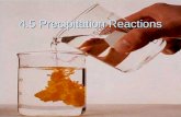 4.5 Precipitation Reactions. Precipitation Reactions  When 2 solutions are mixed and an insoluble substance forms  Precipitate- this insoluble substance.
