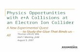 Physics Opportunities with e+A Collisions at an Electron Ion Collider A New Experimental Quest to Study the Glue That Binds us All Thomas Ullrich, BNL.