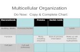 Multicellular Organization Do Now: Copy & Complete Chart: MacromoleculeCarbohydratesProteinsNucleic AcidsLipids Building blocksmonosaccharidesAmino acidsnucleotidesLipids.