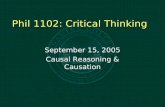Phil 1102: Critical Thinking September 15, 2005 Causal Reasoning & Causation.