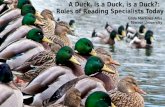 A Duck, is a Duck, is a Duck?: Roles of Reading Specialists Today Gilda Martinez-Alba Towson University.