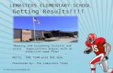 LEMASTERS ELEMENTARY SCHOOL Getting Results!!!! Meeting and Exceeding District and State Expectations begins with an Effective Game Plan! MOTTO: “ONE TEAM.