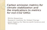Carbon emission metrics for climate stabilization and the implications to metrics for non-CO2 GHGs Michio Kawamiya Research Institute for Global Change.