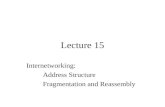 Lecture 15 Internetworking: Address Structure Fragmentation and Reassembly.