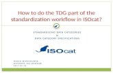 How to do the TDG part of the standardization workflow in ISOcat? STANDARDIZING DATA CATEGORIES & DATA CATEGORY SPECIFICATIONS MENZO WINDHOUWER METADATA.