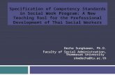 Specification of Competency Standards in Social Work Program: A New Teaching Tool for the Professional Development of Thai Social Workers Decha Sungkawan,