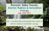 Periodic Table Trends: Atomic Radius & Ionization Energy pg. 307-312 LO: I can describe and explain the trend of atomic radius & ionization energy.