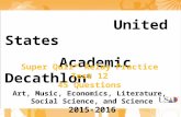 United States Academic Decathlon ® Super Quiz™ Relay Practice Test 12 45 Questions Art, Music, Economics, Literature, Social Science, and Science 2015-2016.