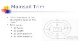 Mainsail Trim “Trim the front of the Jib and the back of the main” Trim cycle 1) Twist 2) Depth 3) Draft position 4) Helm balance.