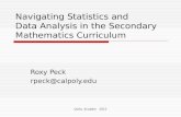Quito, Ecuador 2012 Navigating Statistics and Data Analysis in the Secondary Mathematics Curriculum Roxy Peck rpeck@calpoly.edu.