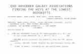 QSO ABSORBER GALAXY ASSOCIATIONS FINDING THE KEYS AT THE LOWEST REDSHIFTS COLORADO GROUP: JOHN STOCKE, MIKE SHULL, STEVE PENTON, CHARLES DANFORTH, BRIAN.