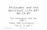 Attitudes 2007LWBC 8/19/071 Attitudes and the Spiritual Life-027 08-19-07 The Enneagram and The HAM’s: Power HAM Strategies - The 5, 6 and 7.