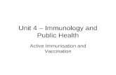 Unit 4 – Immunology and Public Health Active Immunisation and Vaccination.
