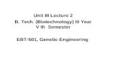 Unit III Lecture 2 B. Tech. (Biotechnology) III Year V th Semester EBT-501, Genetic Engineering.