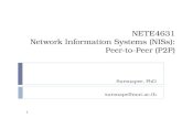 NETE4631 Network Information Systems (NISs): Peer-to-Peer (P2P) Suronapee, PhD suronape@mut.ac.th 1.