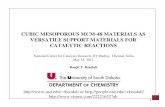 1 CUBIC MESOPOROUS MCM-48 MATERIALS AS VERSATILE SUPPORT MATERIALS FOR CATALYTIC REACTIONS National Center for Catalysis Research, IIT Madras, Chennai,