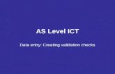AS Level ICT Data entry: Creating validation checks.