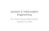 Lecture 2: Information Engineering Dr. Taysir Hassan Abdel Hamid October 12, 2015.
