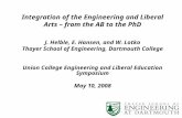 Integration of the Engineering and Liberal Arts – from the AB to the PhD J. Helble, E. Hansen, and W. Lotko Thayer School of Engineering, Dartmouth College.