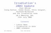 UK-V MeetingPaul John Dervan Irradiation's 2003 Update Paul Dervan Craig Buttar, Simon Dixon, Chris Grigson, Richard Nicholson and the irradiation team.