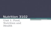 Nutrition 3102 Unit 1: Food, Nutrition and Health.