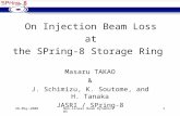 28-May-2008Non-linear Beam Dynamics WS1 On Injection Beam Loss at the SPring-8 Storage Ring Masaru TAKAO & J. Schimizu, K. Soutome, and H. Tanaka JASRI.