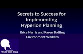Secrets to Success for Implementing Hyperion Planning Erica Harris and Karen Botting Environment Waikato.