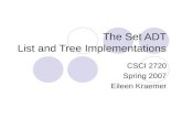 The Set ADT List and Tree Implementations CSCI 2720 Spring 2007 Eileen Kraemer.