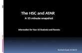 Information for Year 10 Students and Parents The HSC and ATAR A 15 minute snapshot By Mark Grady 15/06/15.