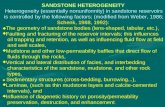 SANDSTONE HETEROGENEITY Heterogeneity (essentially nonuniformity) in sandstone reservoirs is controlled by the following factors; (modified from Weber,