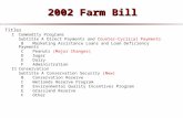 2002 Farm Bill Titles ICommodity Programs Subtitle ADirect Payments and Counter-Cyclical Payments BMarketing Assistance Loans and Loan Deficiency Payments.