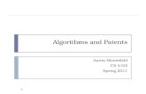 Algorithms and Patents Aaron Bloomfield CS 4102 Spring 2011 1.