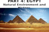 PART 4: EGYPT Natural Environment and History. 4.1 The Natural Environment Egypt = a big desert with the Nile River crossing North to South The Nile: