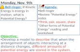 Monday, Nov. 9th 1 Bell-ringer: If Kinetic Energy is energy in motion, what is Potential Energy? Agenda: Bell-ringer Review “Potential Energy” notes Think,