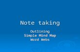 Note taking Outlining Simple Mind Map Word Webs. Questions????  Do you take notes from your textbooks as you read?  Do you know how to organize your.
