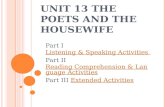 UNIT 13 THE POETS AND THE HOUSEWIFE Part I Listening & Speaking ActivitiesListening & Speaking Activities Part II Reading Comprehension & Language ActivitiesReading.