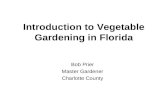 Introduction to Vegetable Gardening in Florida Bob Prier Master Gardener Charlotte County.