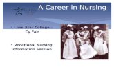 A Career in Nursing  Lone Star College – Cy Fair  Vocational Nursing Information Session.