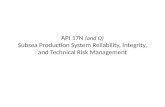 API 17N (and Q) Subsea Production System Reliability, Integrity, and Technical Risk Management.