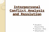 Interpersonal Conflict Analysis and Resolution  Arumit Kayastha  Saurav Raj  Shashank Trivedi  Gokul Raj.