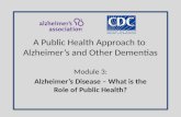 Module 3: Alzheimer’s Disease – What is the Role of Public Health? A Public Health Approach to Alzheimer’s and Other Dementias.