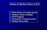 Status of Nuclear Power in US Brief history of nuclear power Brief history of nuclear power Nuclear reactor roadmap Nuclear reactor roadmap 2010 Program.