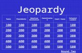 Jeopardy YearsPresidents American Revolution ConstitutionCourt Cases Colonial Leaders 100 200 300 400 500 Round Two.